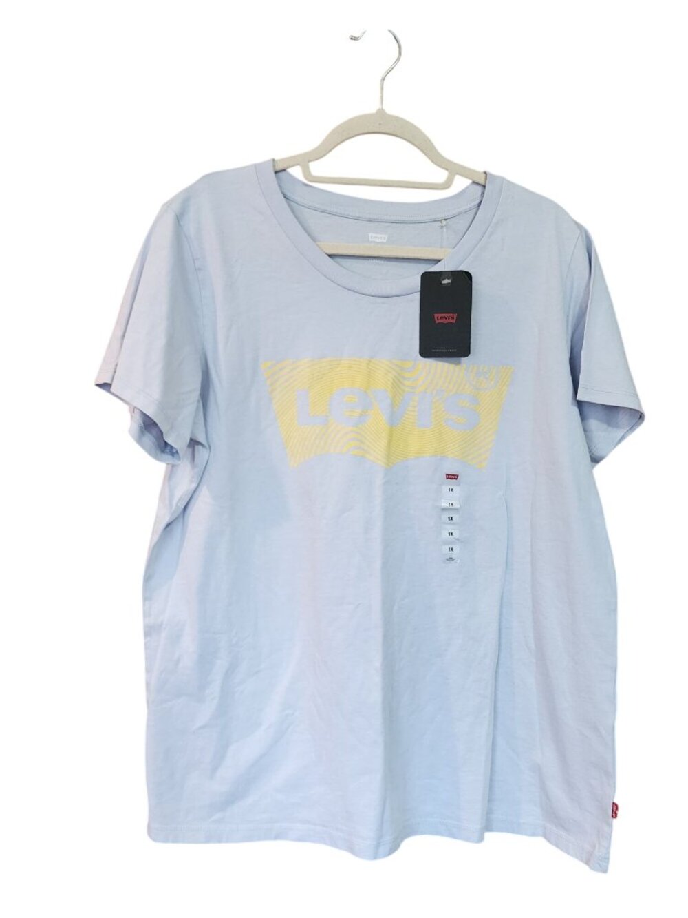 LEVI'S Plus Waves Cool Dusk Crewneck Short-Sleeve The Perfect Logo Tee Womens Si